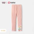 Looney Tunes Kid Girl Character Embroidered Ribbed Elasticized Leggings Pink image 1
