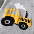 Toddler Boy Playful Vehicle Embroidered Knit Sweater Grey image 5