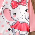 Toddler Girl Cute Elephant Print Polka dots Colorblock Sweatshirt Dress Pink image 3