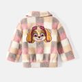 PAW Patrol Toddler Girl/Boy Patch Embroidered Plaid Fuzzy Fleece Jacket Pink image 3