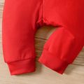 Baby Boy/Girl Letter Print Colorblock Hooded Long-sleeve Zipper Jumpsuit Red image 5