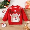 Christmas Baby Boy/Girl Reindeer Graphic Red Knitted Sweater Color-B image 1