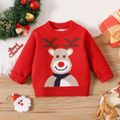 Christmas Baby Boy/Girl Reindeer Graphic Red Knitted Sweater Color-A image 1