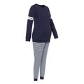 Nursing Contrast Striped Long-sleeve Top & Stripe Pants Pajamas Lounge Set Dark Blue image 3