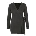 Maternity Solid Side Belted Long-sleeve Sweater Dark Grey image 1