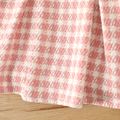 Baby Girl Peter Pan Collar Long-sleeve Double Breasted Pink Houndstooth Dress Pink image 5