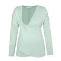Maternity Minimalist Solid Criss Cross Front Long-sleeve Nursing Top & Sweatpants Set Light Green image 4