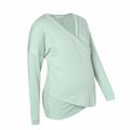 Maternity Minimalist Solid Criss Cross Front Long-sleeve Nursing Top & Sweatpants Set Light Green image 3