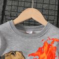 Kid Boy Dinosaur Flame Print Pullover Sweatshirt flowergrey image 2