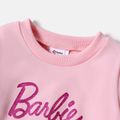 Barbie 2pcs Toddler Girl Character Letter Print Cotton Pullover Sweatshirt and Elasticized Pants Set Pink image 4