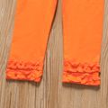 2pcs Toddler Girl Thanksgiving Graphic Tee and Cotton Ruffled Cuff Leggings Set orangewhite image 5