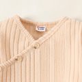 2pcs Baby Boy/Girl Button Front Solid Ribbed Long-sleeve Set Apricot image 4