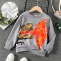 Kid Boy Dinosaur Flame Print Pullover Sweatshirt flowergrey image 1
