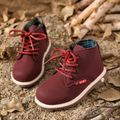 Toddler / Kid Burgundy Color Perforated Lace-up Side Zipper Boots Burgundy