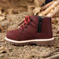 Toddler / Kid Burgundy Color Perforated Lace-up Side Zipper Boots Burgundy image 4