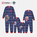 PAW Patrol Christmas Family Matching Allover Snowflake Graphic Polar Fleece Long-sleeve Onesies Pajamas (Flame Resistant) Blue image 1