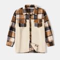 Family Matching Plaid Spliced Thermal Fleece Long-sleeve Button Tops Color block image 4