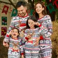 Christmas Family Matching Reindeer Graphic Allover Print Grey Long-sleeve Pajamas Sets (Flame Resistant) Grey image 3