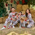 Christmas Family Matching Reindeer Graphic Allover Print Grey Long-sleeve Pajamas Sets (Flame Resistant) Grey image 5