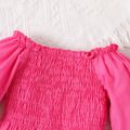 2pcs Baby Girl 95% Cotton Ripped Denim Skirt and Off Shoulder Long-sleeve Shirred Top Set Roseo image 3