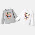 Go-Neat Water Repellent and Stain Resistant Sibling Matching Ruffle Long-sleeve Colorful Letter Print T-shirts White image 2