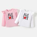 [2Y-6Y] Go-Neat Water Repellent and Stain Resistant Toddler Girl Letter Print Long-sleeve Tee White image 2