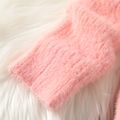 Kid Girl Solid Color Mock Neck Fluffy Mohair Sweater Pink image 5