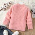 Kid Girl Solid Color Mock Neck Fluffy Mohair Sweater Pink image 3
