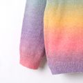 Kid Girl Gradient Color Knit Sweater Multi-color image 3