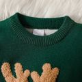 Toddler Boy Christmas Deer Pattern Green Sweater Green image 3