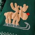 Toddler Boy Christmas Deer Pattern Green Sweater Green image 4