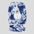 Christmas Family Matching Snowman Graphic Allover Blue Print Long-sleeve Pajamas Sets (Flame Resistant) BLUEWHITE image 2