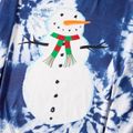 Christmas Family Matching Snowman Graphic Allover Blue Print Long-sleeve Pajamas Sets (Flame Resistant) BLUEWHITE image 4