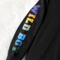 Criança Menino Com capuz Letras Com capuz Sweatshirt Preto image 3