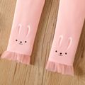 Toddler Girl Cute Rabbit Print Mesh Splice Elasticized Leggings Pink image 4