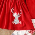3pcs Toddler Girl Christmas Deer Print Long-sleeve Tee and Elasticized Leggings & Scarf Set Red