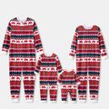 Christmas Family Matching Allover Print Red Long-sleeve Zipper Onesies Pajamas (Flame Resistant) MultiColour image 5