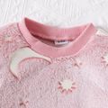 2pcs Baby Boy/Girl Glow In The Dark Moon & Stars Design Fuzzy Long-sleeve Set Pink image 5
