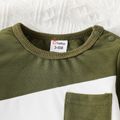 2pcs Baby Boy Long-sleeve Colorblock Sweatshirt and Sweatpants Set ColorBlock image 3