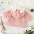 Baby Girl Rabbit Ear Hooded Half-sleeve Thermal Fuzzy Coat Pink image 2