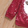 2pcs Kid Girl Figure Print Pullover Sweatshirt and Leopard Print Splice Leggings Set Burgundy image 4