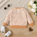 Baby Girl Puppy Embroidered Striped Long-sleeve Sweatshirt Khaki image 3