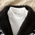 Baby Girl Thermal Fuzzy Lapel Collar Houndstooth Winter Coat BlackandWhite image 3