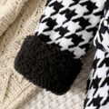 Baby Girl Thermal Fuzzy Lapel Collar Houndstooth Winter Coat BlackandWhite image 5