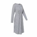 Nursing Stripe Button Up Long-sleeve Dress darkbluewhite image 3