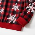 Christmas Family Matching Allover Snowflake Print Red Plaid Long-sleeve Dresses and Sweatshirts Sets REDWHITE image 4