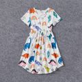 Family Matching Allover Colorful Dinosaur Print Dresses and Short-sleeve T-shirts Sets Colorful image 3