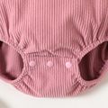 Baby Girl Animal Embroidered 3D Ears Detail Pink Corduroy Sleeveless Romper Pink image 4