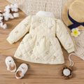 Baby Girl Allover Floral Print Fuzzy Collar Long-sleeve Thermal Quilted Coat Dress Beige image 2