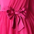 Kid Girl Bowknot Design Sleeveless Mesh Splice Evening Party Dress Pink image 5